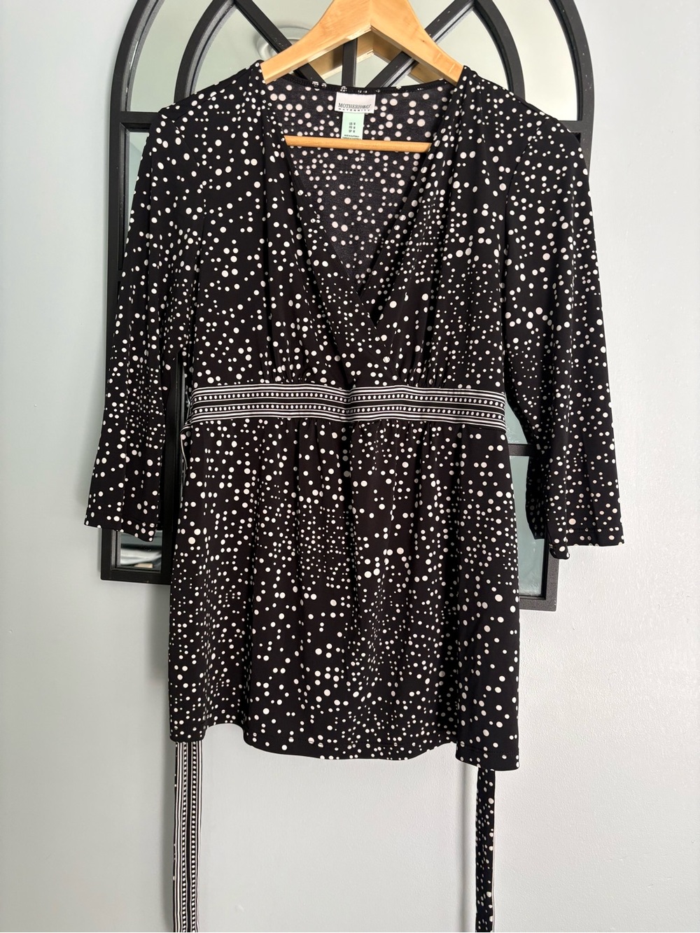 Motherhood Black and White Polka Dot Wrap Tunic
